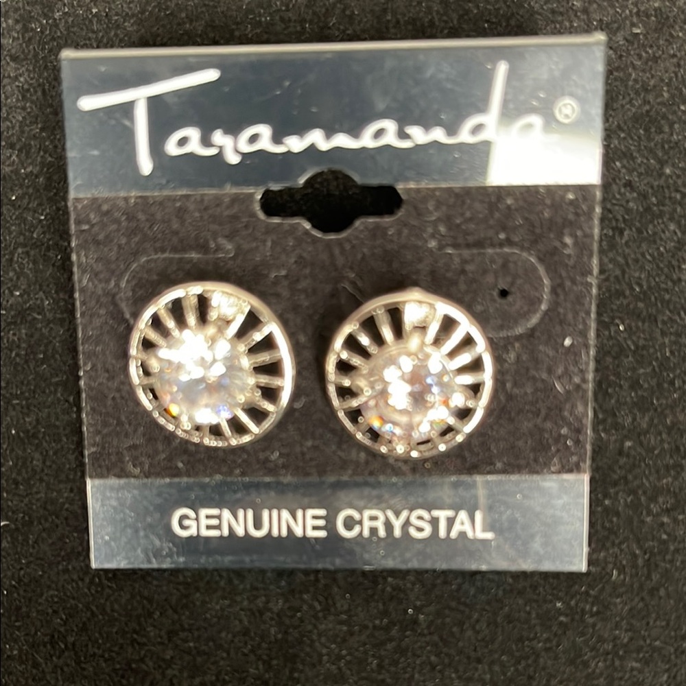 Taramanda Silver tone Crystal Earrings